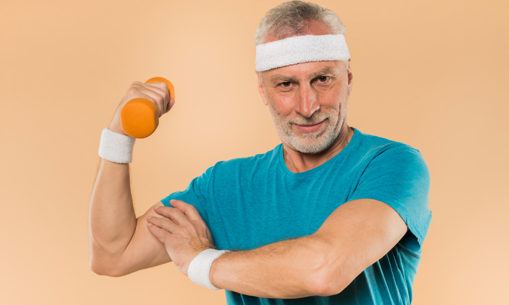 Man exercising with dumbbell to support bone strength and overall bone health