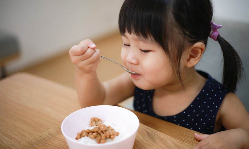 Japanese natto served with rice, a natural source of vitamin K2 for bone health