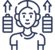 Icon of a person with batteries on either side, symbolising energy recharging