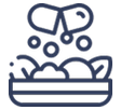 Icon of a food on a plate with a capsule being emptied on top of it